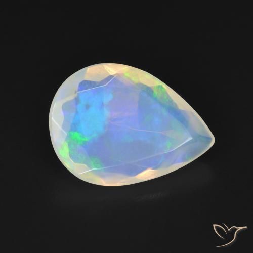 Ópalo Blanco azulado natural de 1.93 ct, En forma de pera, Transparente