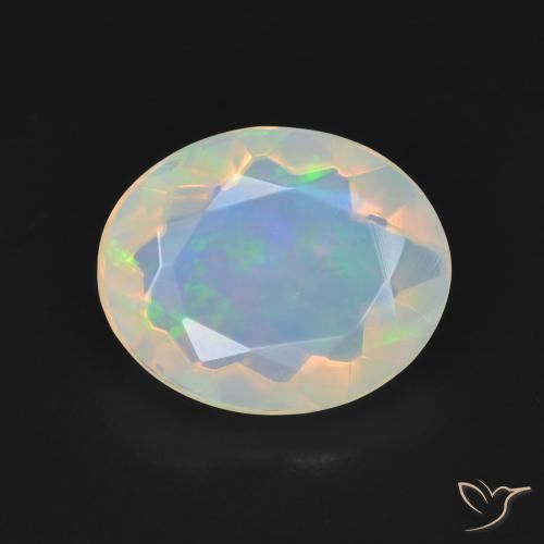 2.42ct Natural Blanco multicolor Ópalo, Ovalada, Transparente