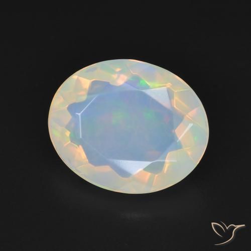 Ópalo Blanco multicolor natural de 2.42 ct, Ovalada, Transparente