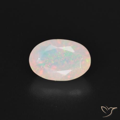 1.51ct Natural Blanco multicolor Ópalo, Ovalada, Translúcido