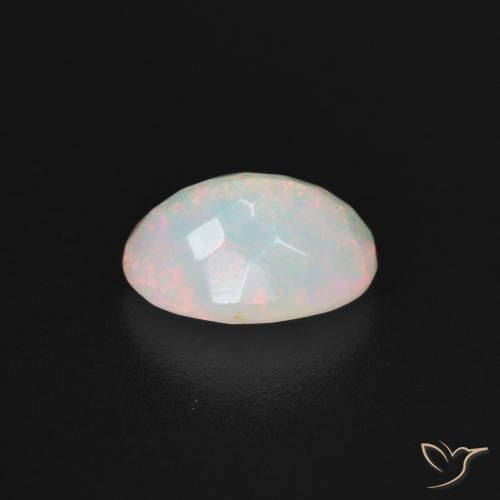 Ópalo Blanco multicolor natural de 1.51 ct, Ovalada, Translúcido