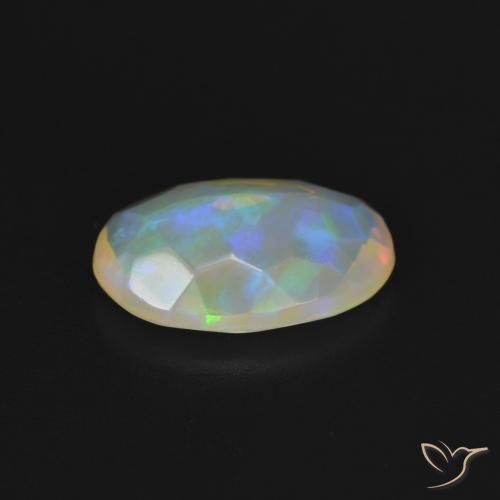 Ópalo Blanco multicolor natural de 1.70 ct, Ovalada, Transparente