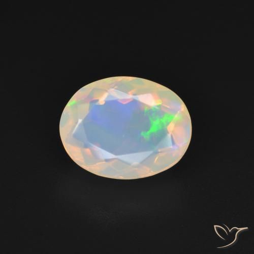1.75ct Natural Blanco multicolor Ópalo, Ovalada, Transparente