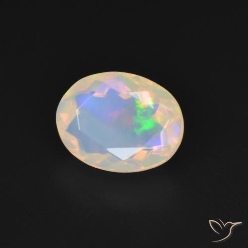 Ópalo Blanco multicolor natural de 1.75 ct, Ovalada, Transparente