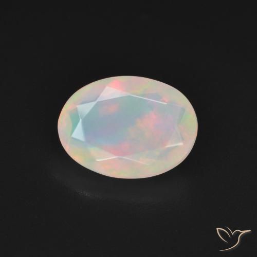 1.83ct Natural Blanco multicolor Ópalo, Ovalada, Transparente