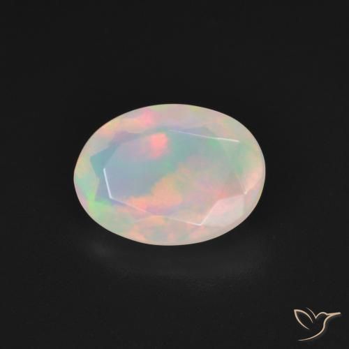 Ópalo Blanco multicolor natural de 1.83 ct, Ovalada, Transparente