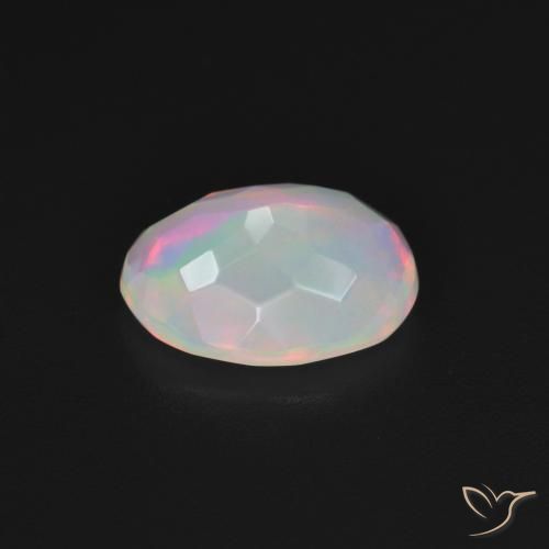 Ópalo Blanco multicolor natural de 1.83 ct, Ovalada, Transparente