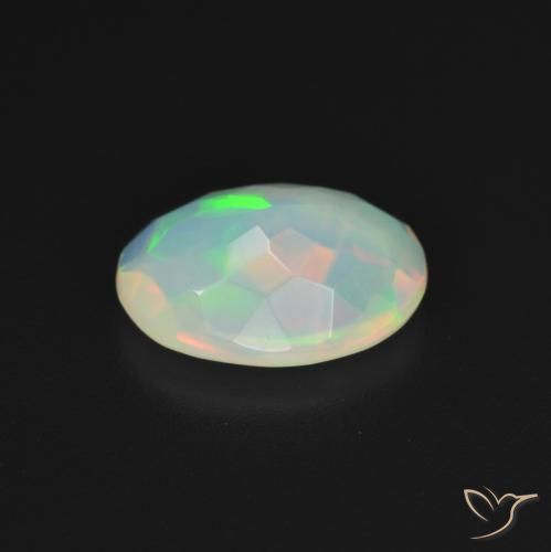 Ópalo Blanco multicolor natural de 1.69 ct, Ovalada, Transparente
