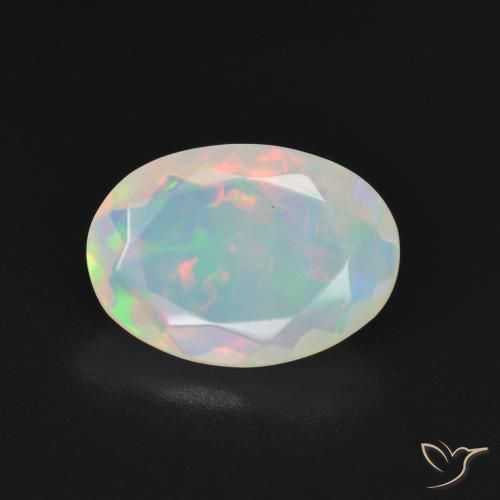 1.76ct Natural Blanco multicolor Ópalo, Ovalada, Transparente