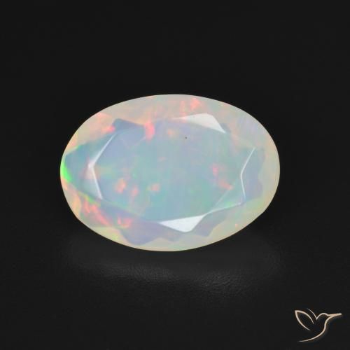 Ópalo Blanco multicolor natural de 1.76 ct, Ovalada, Transparente