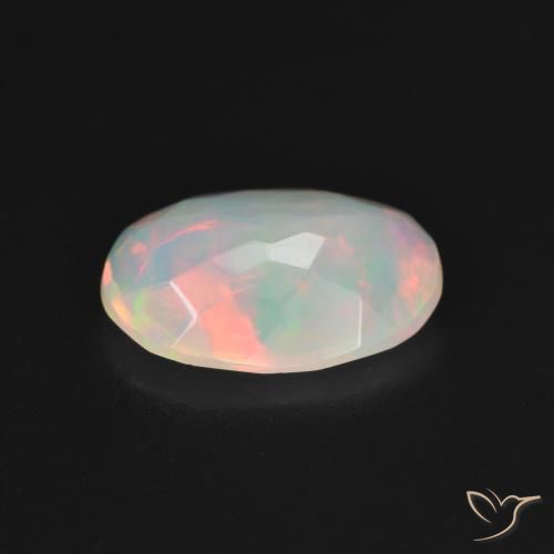 Ópalo Blanco multicolor natural de 1.76 ct, Ovalada, Transparente