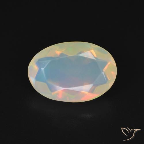 1.18ct Natural Blanco multicolor Ópalo, Ovalada, Transparente