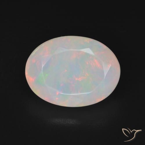 2.96ct Natural Blanco multicolor Ópalo, Ovalada, Translúcido