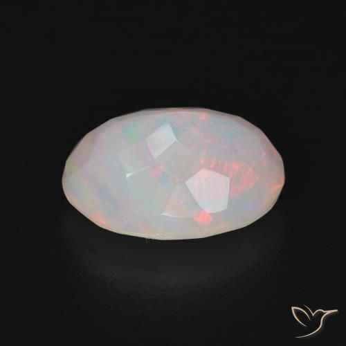 Ópalo Blanco multicolor natural de 2.96 ct, Ovalada, Translúcido