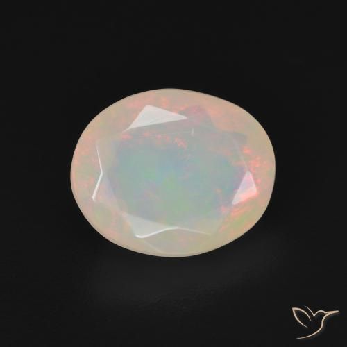 1.94ct Natural Blanco multicolor Ópalo, Ovalada, Translúcido