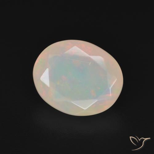Ópalo Blanco multicolor natural de 1.94 ct, Ovalada, Translúcido