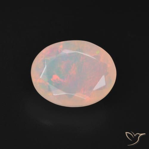 1.92ct Natural Blanco multicolor Ópalo, Ovalada, Translúcido
