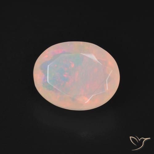 Ópalo Blanco multicolor natural de 1.92 ct, Ovalada, Translúcido