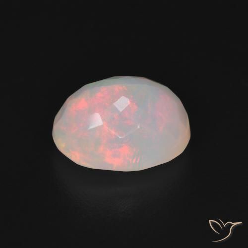 Ópalo Blanco multicolor natural de 1.92 ct, Ovalada, Translúcido