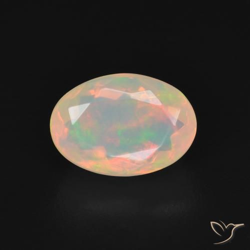 1.71ct Natural Blanco multicolor Ópalo, Ovalada, Transparente