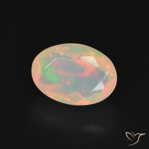 Ópalo Blanco multicolor natural de 1.71 ct, Ovalada, Transparente