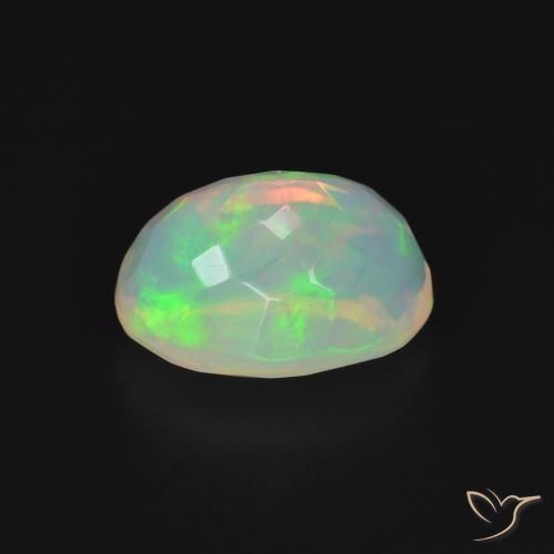 Ópalo Blanco multicolor natural de 1.71 ct, Ovalada, Transparente