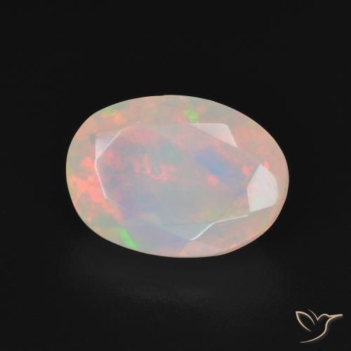 Ópalo Blanco multicolor natural de 2.07 ct, Ovalada, Transparente