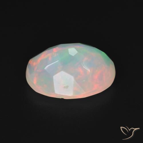 Ópalo Blanco multicolor natural de 2.07 ct, Ovalada, Transparente