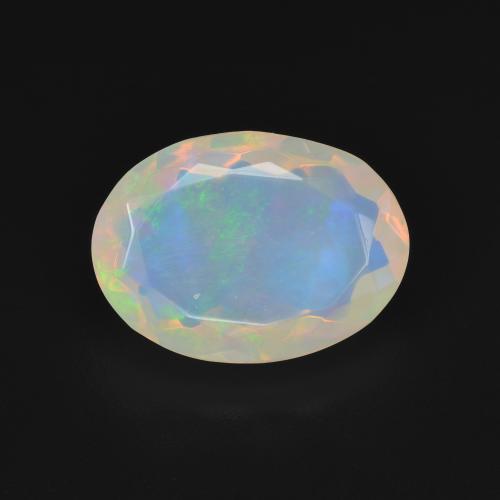 3.11ct Natural Blanco multicolor Ópalo, Ovalada, Transparente