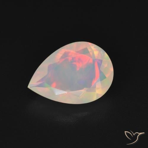 Ópalo Multicolor natural de 1.23 ct, En forma de pera, Transparente