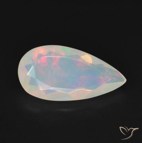 Ópalo Multicolor natural de 1.18 ct, En forma de pera, Transparente