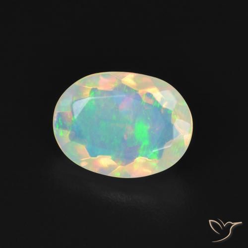 Ópalo Multicolor natural de 0.99 ct, Ovalada, Transparente