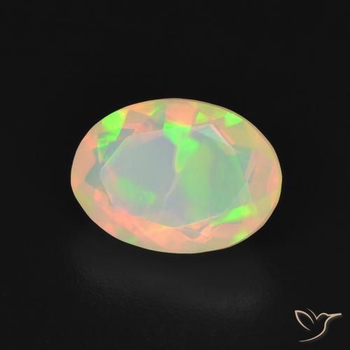 Ópalo Multicolor natural de 1.29 ct, Ovalada, Transparente