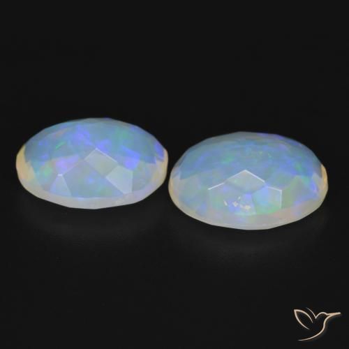 Gemas de Ópalo Blanco azulado natural de 3.16 ct, Ovalada, Transparente