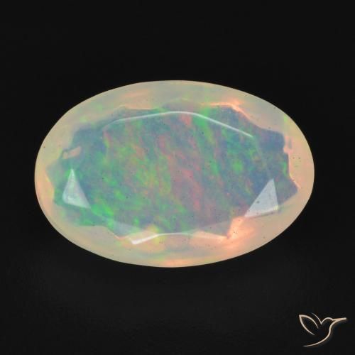 1.96ct Natural Blanco multicolor Ópalo, Ovalada, Transparente