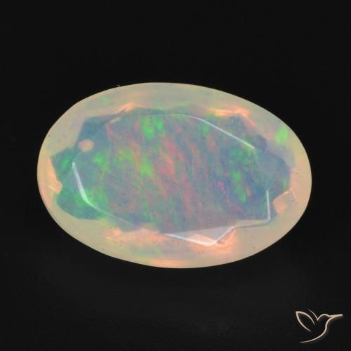 Ópalo Blanco multicolor natural de 1.96 ct, Ovalada, Transparente
