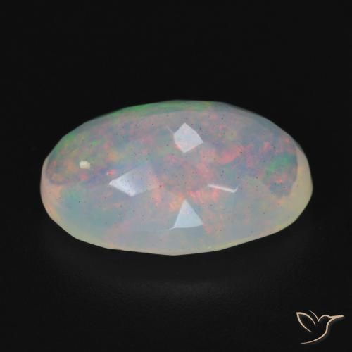 Ópalo Blanco multicolor natural de 1.96 ct, Ovalada, Transparente