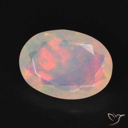 Ópalo Blanco multicolor natural de 1.63 ct, Ovalada, Transparente