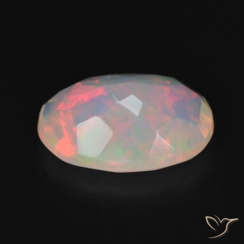 Ópalo Blanco multicolor natural de 1.63 ct, Ovalada, Transparente