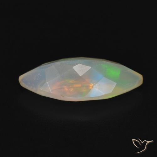 Ópalo Blanco multicolor natural de 0.93 ct, Marquesa, Transparente