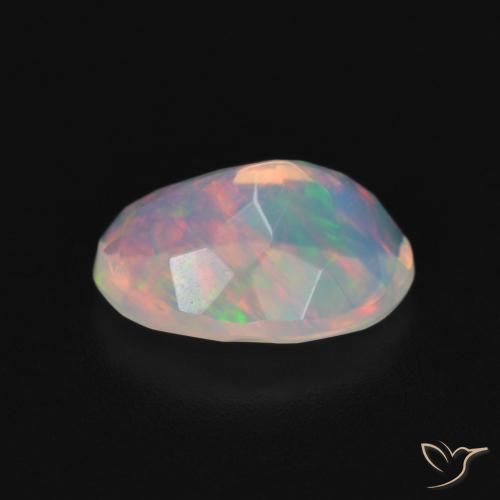 Ópalo Blanco multicolor natural de 1.16 ct, Ovalada, Transparente