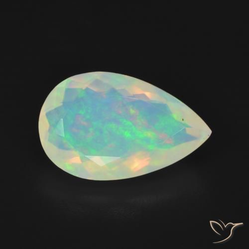 Ópalo Multicolor natural de 2.58 ct, En forma de pera, Transparente