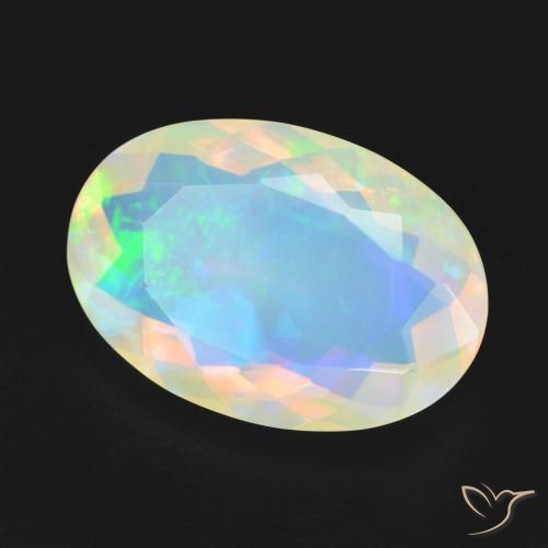 Ópalo Multicolor natural de 4.44 ct, Ovalada, Transparente