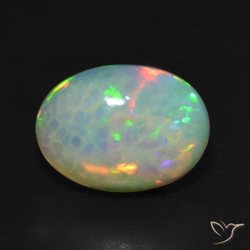 3.23ct Natural Multicolor Ópalo, Ovalada, Translúcido
