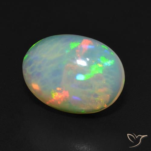 Ópalo Multicolor natural de 3.23 ct, Ovalada, Translúcido