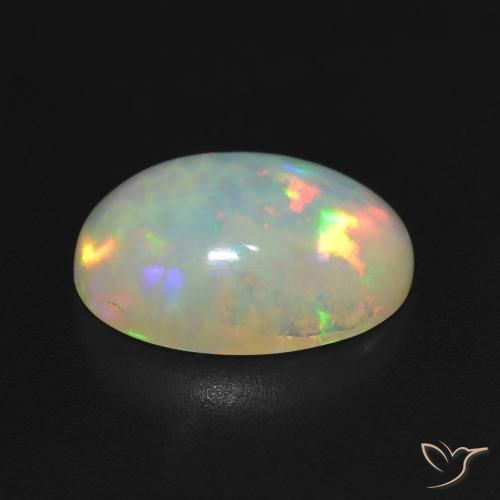 Ópalo Multicolor natural de 3.23 ct, Ovalada, Translúcido