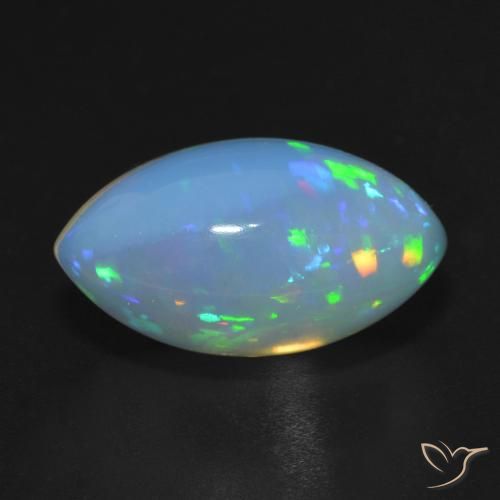 Ópalo Multicolor natural de 8.20 ct, Marquesa, Translúcido