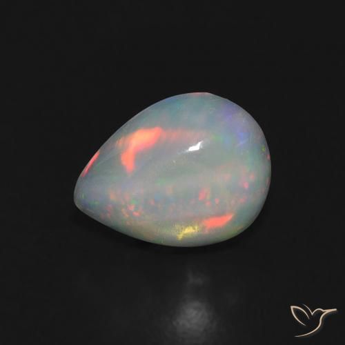 Ópalo Multicolor natural de 0.74 ct, En forma de pera, Transparente