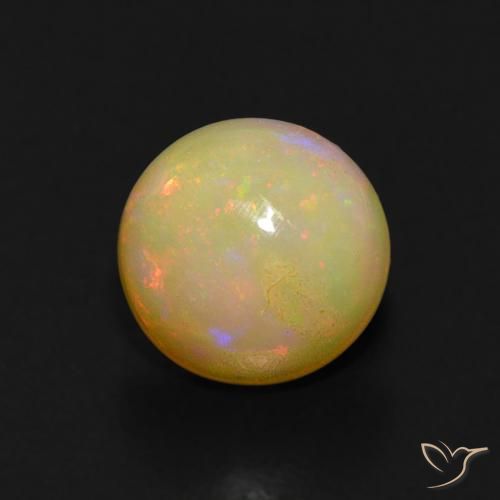 Ópalo multicolor natural de 0,62 ct, corte redondo, transparente