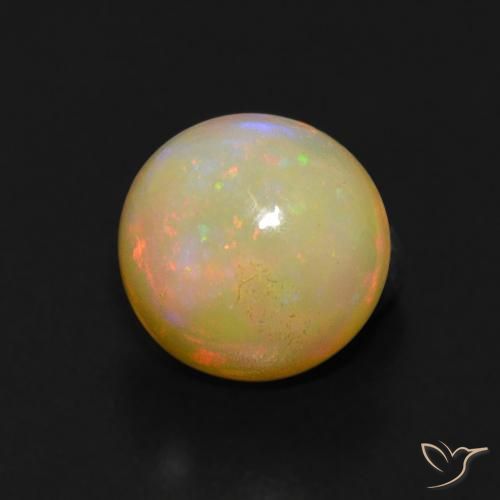 Ópalo multicolor natural de 0,62 ct, corte redondo, transparente